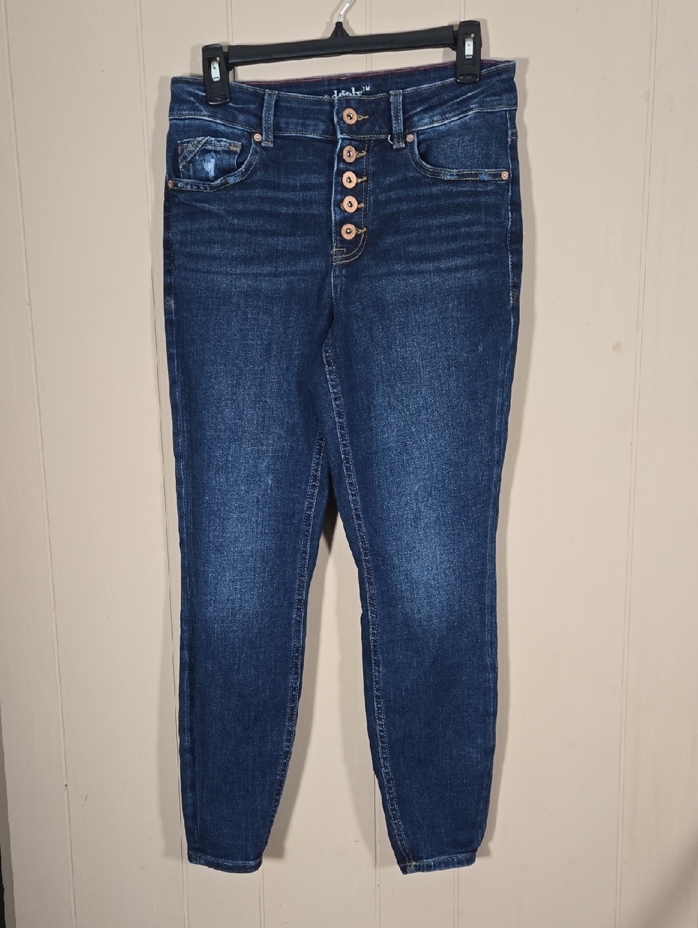 Edgely High Rise Super Skinny Jeans Women's 6 Short Blue Dark Wash Button Fly